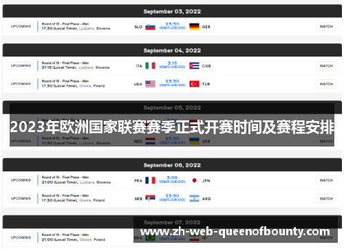 2023年欧洲国家联赛赛季正式开赛时间及赛程安排